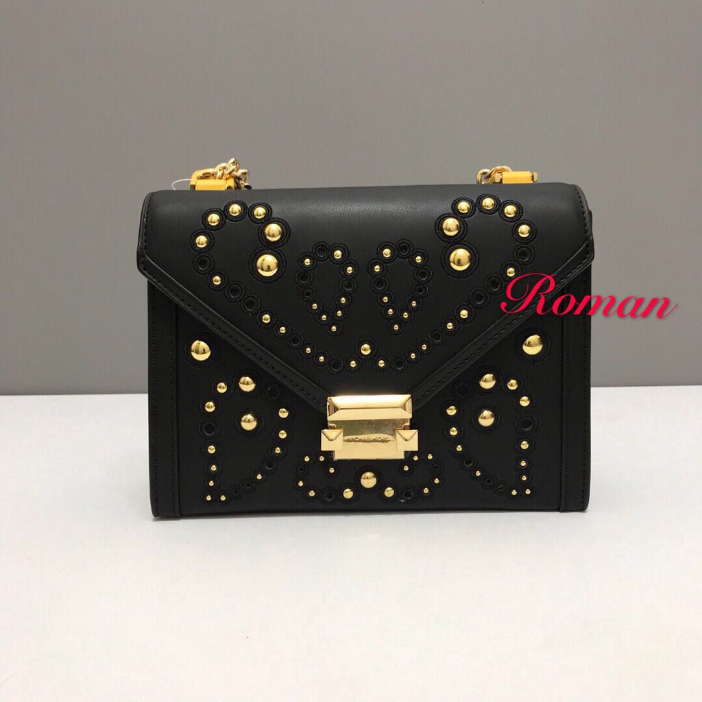 black michael kors bag with gold chain