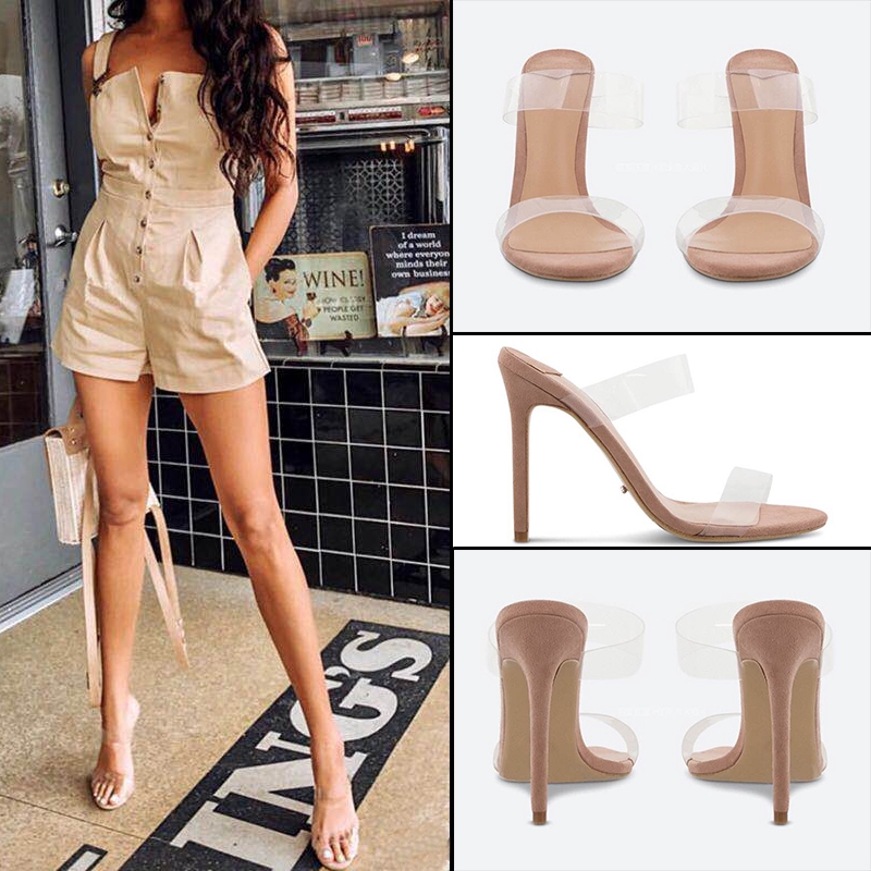 transparent open toe thin heeled sandals