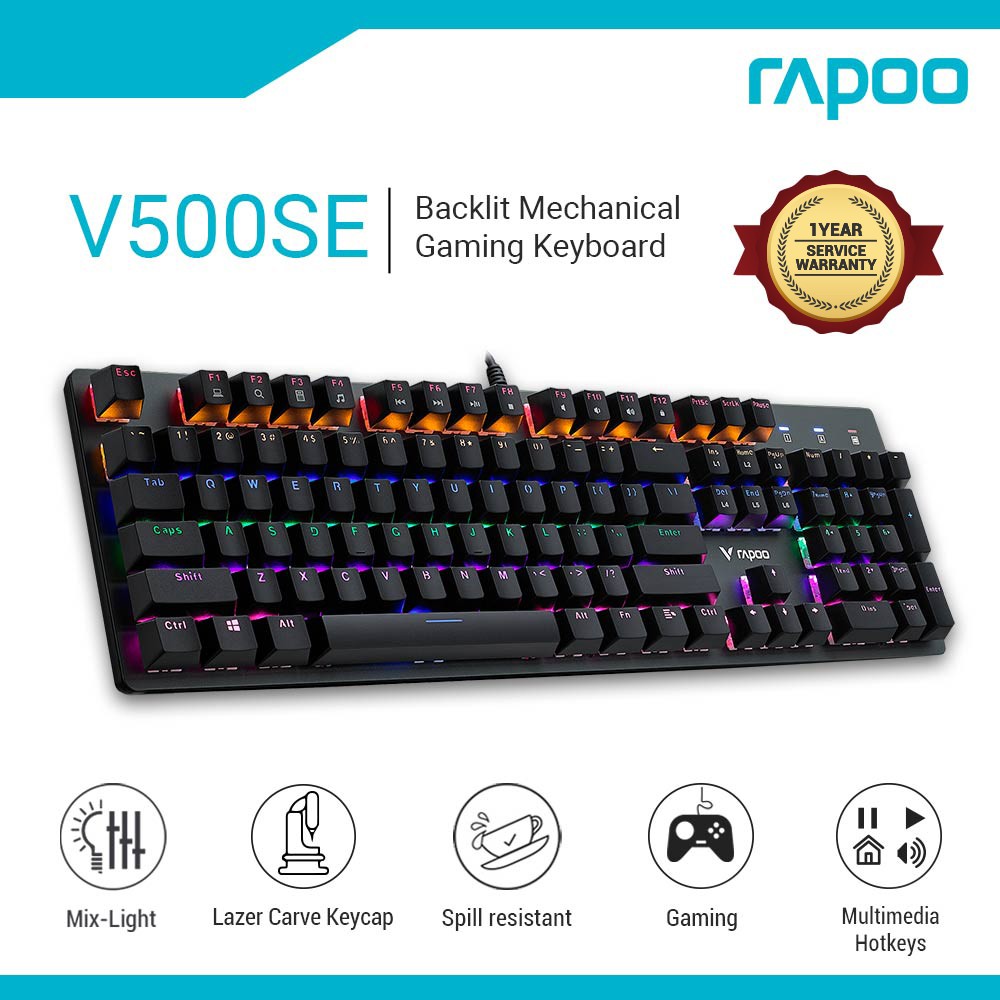 Rapoo V500 SE 104Keys Gaming Keyboard Mixlight Backlit keyboard Wired