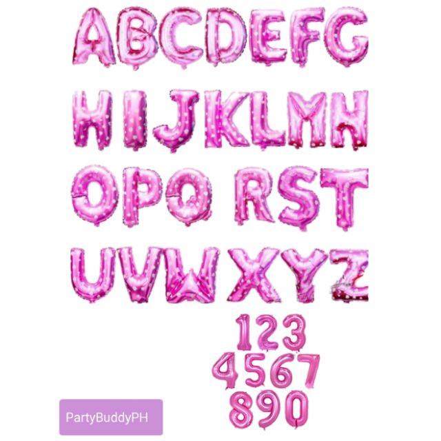 pink alphabet balloons