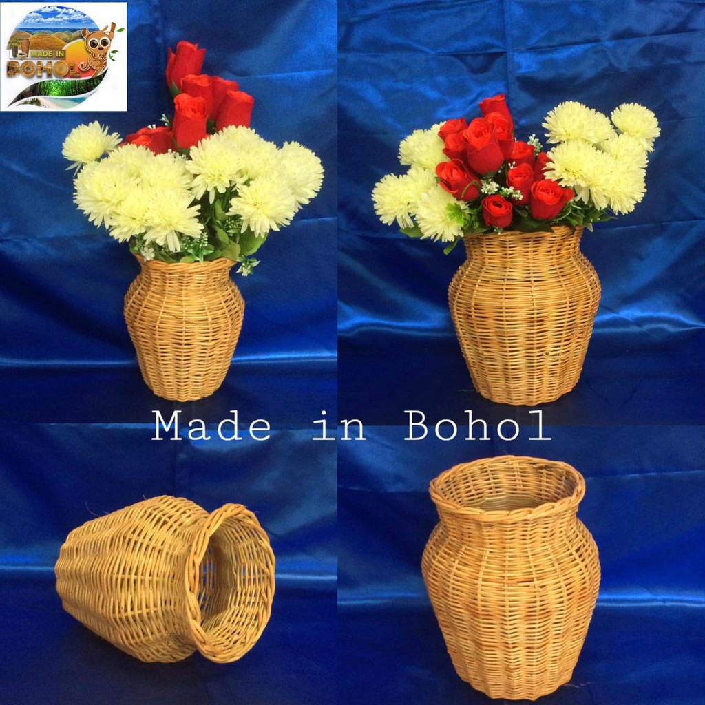 M/L Vine Wicker Flower Vase Jar Handwoven Native Handicraft Shopee Philippines