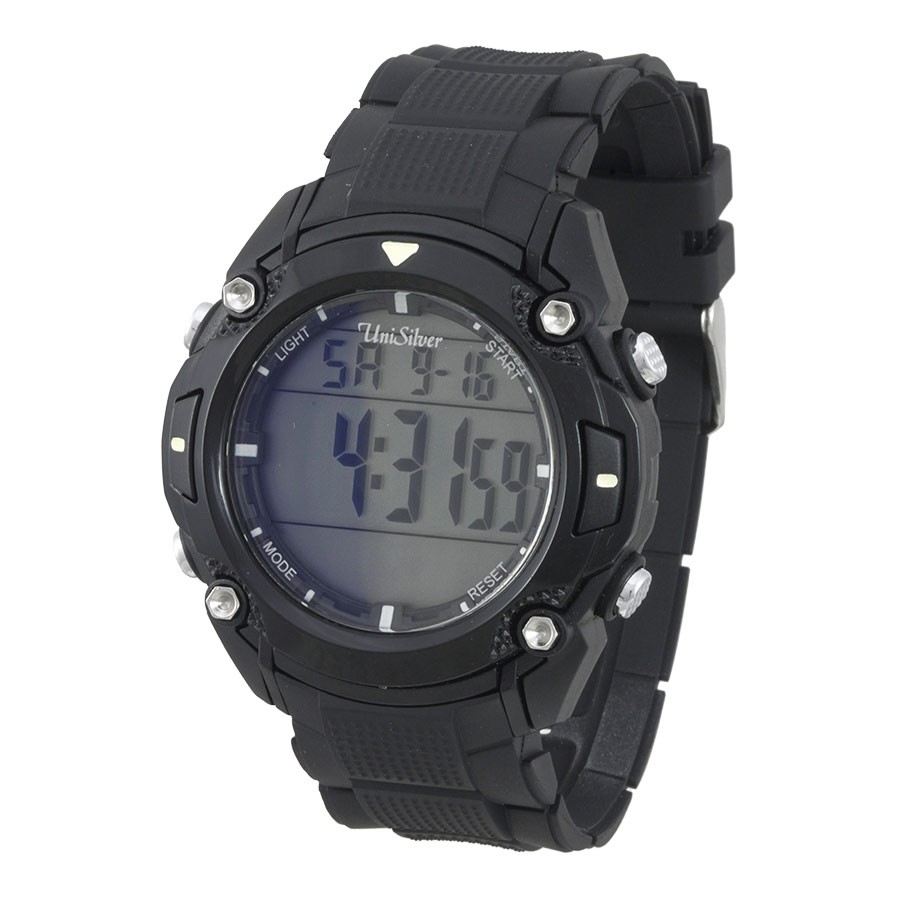 UniSilver TIME Fuzion Men's Black Digital Rubber Strap Watch KW1530 ...