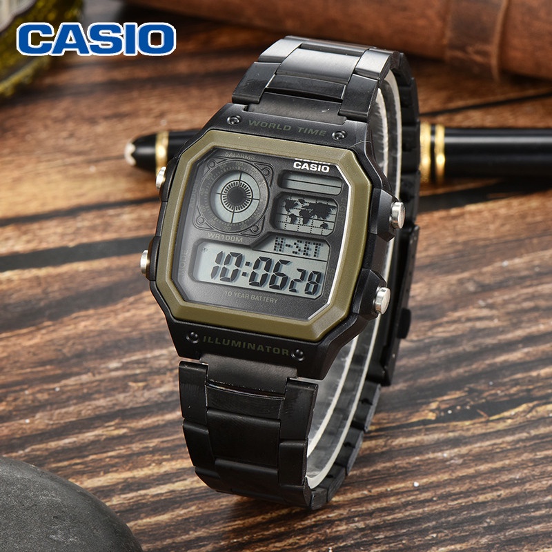 CASIO World Time Watch Men AE 1200WHD 1A CASIO Watch For Men Stainless