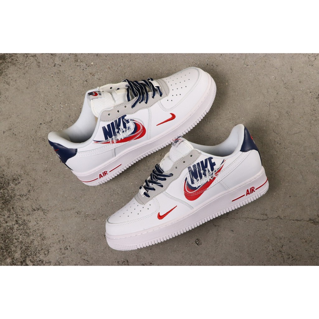 white air force 1 blue and red