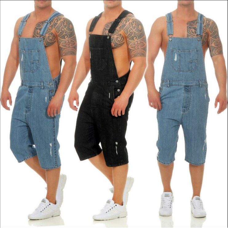 denim short overalls mens