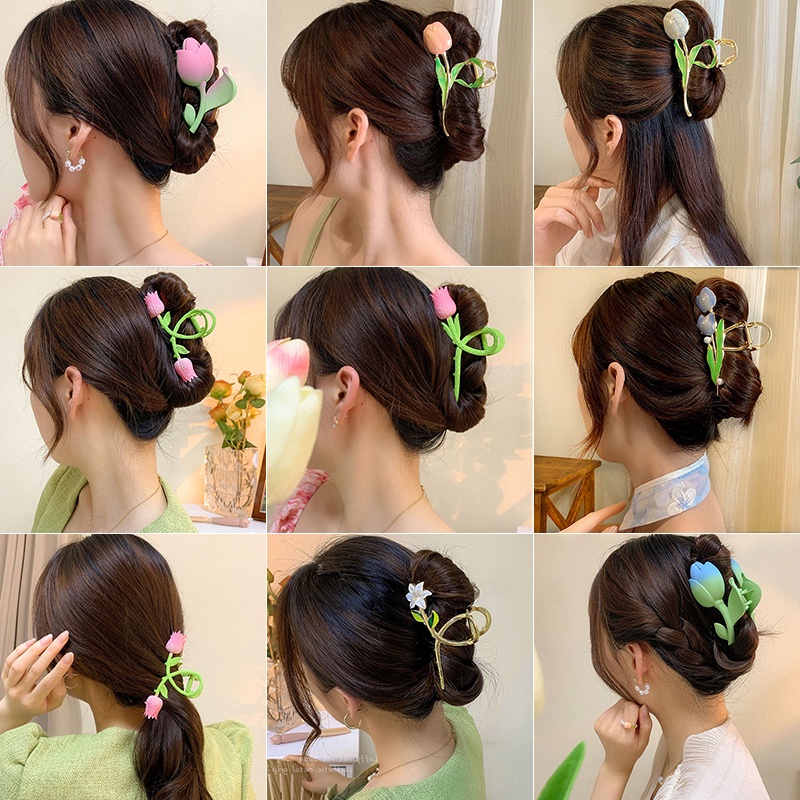 Much Style Big Size Gentle Tulip Hair Clip Enamel Hair Clips Hair Pin Hair  Extension Clamp Hair Accessory | Shopee Philippines