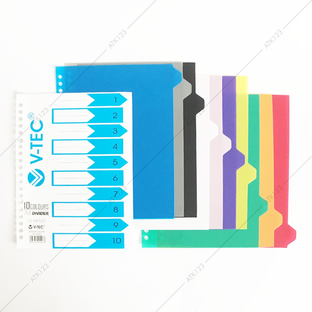 Divider / Divider Binder A5, 20 Holes, 10 Tabs - V-tec | Shopee Philippines