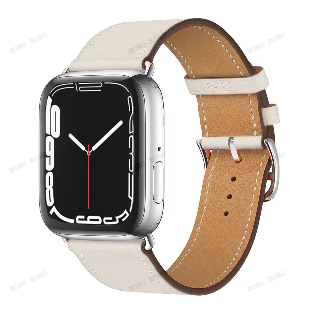 Starlight Color Leather Apple Watch Strap for Apple Watch Ultra Series 8 7 6 SE 5 4 3 2 45mm