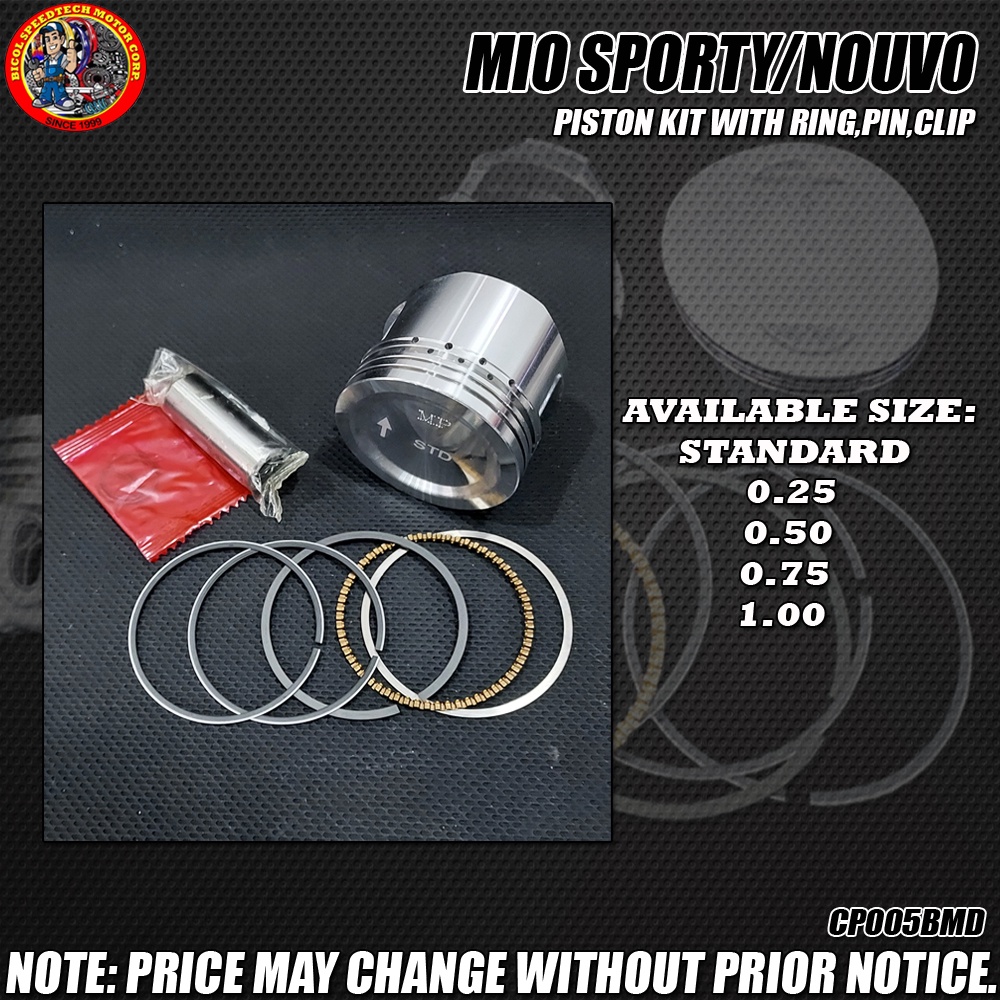 MIO SPORTY/NOUVO PISTON KIT WITH RING,PIN,CLIP (CP005BMD) Shopee