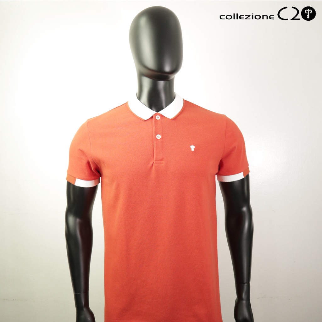 COLLEZIONE C2 Slim Fit 21RT1K099 Orange Pique Polo Shirt Wear Men Key ...