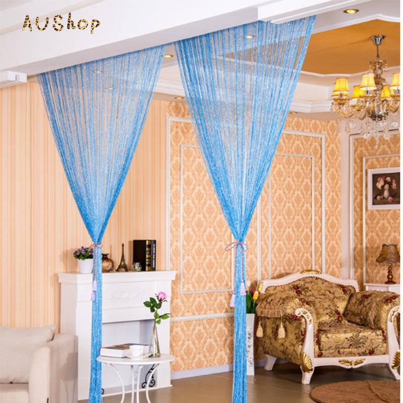 Aushoponline Beautiful Tassel Silver Silk Home Window Curtain Glitter Bedroom Polyester