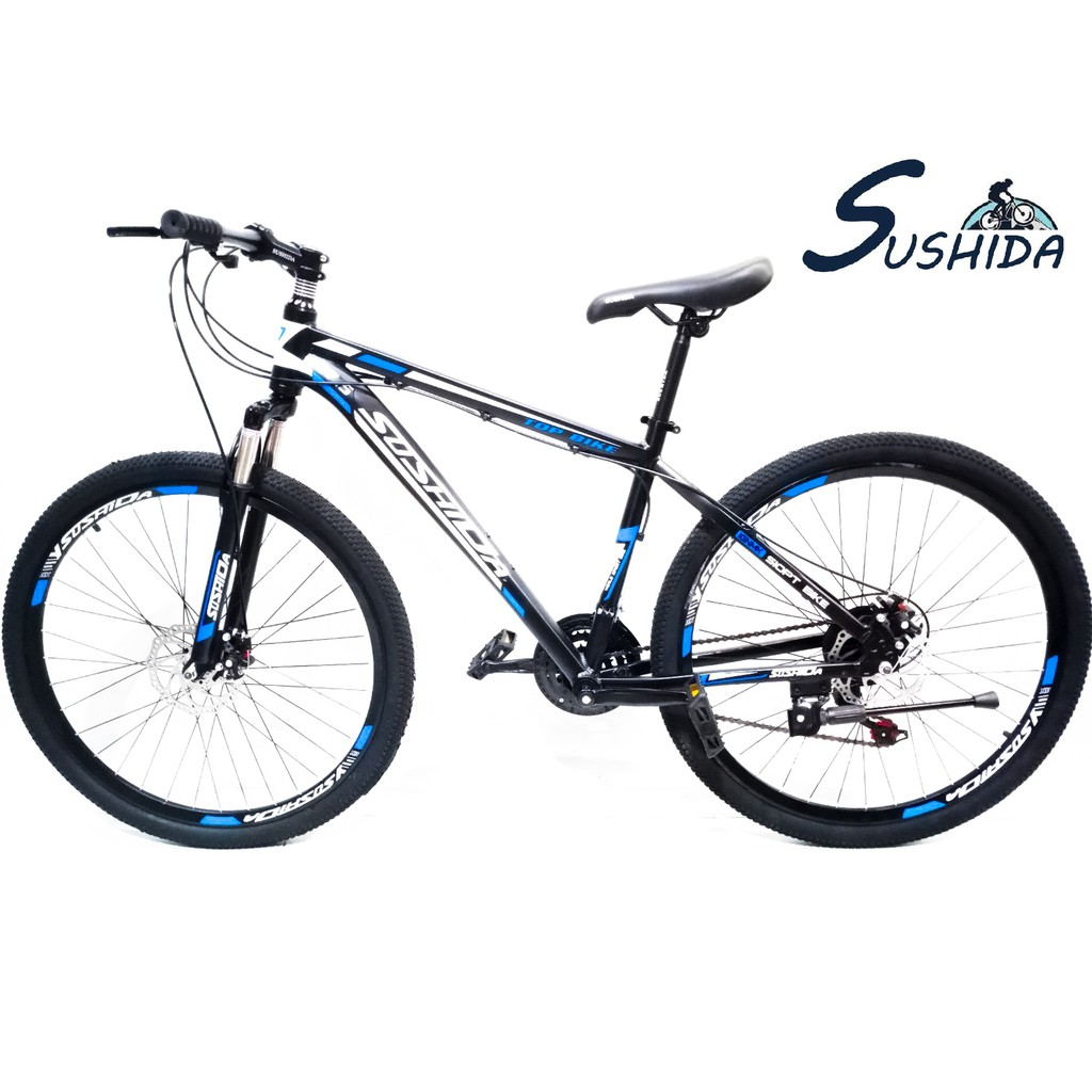 black and blue bike frame