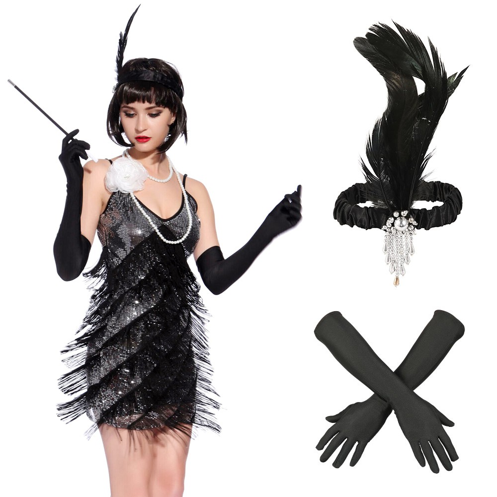 3Pcs/Set Flapper Girl Fancy Dress Party Gatsby Costume Kit | Shopee  Philippines