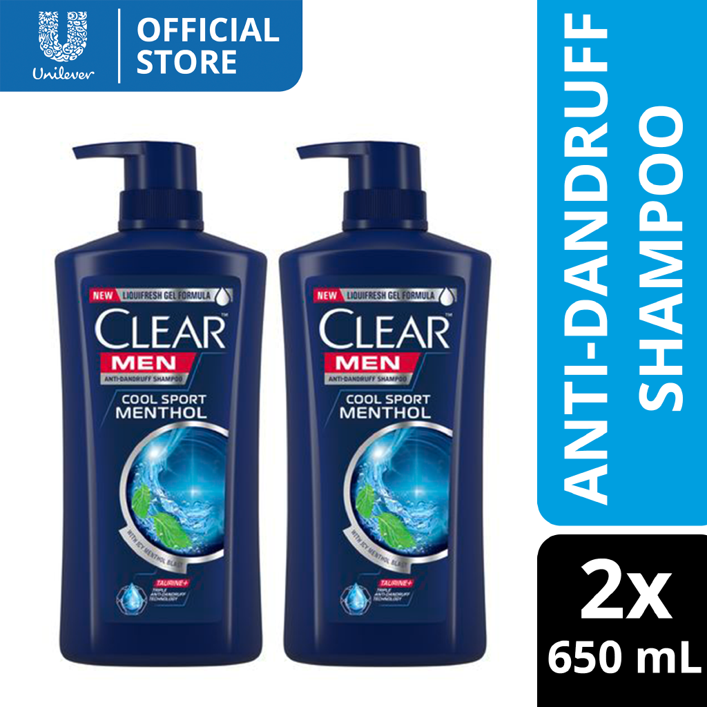 Clear Men Anti Dandruff Shampoo Cool Sport Menthol 650ml x2 Shopee