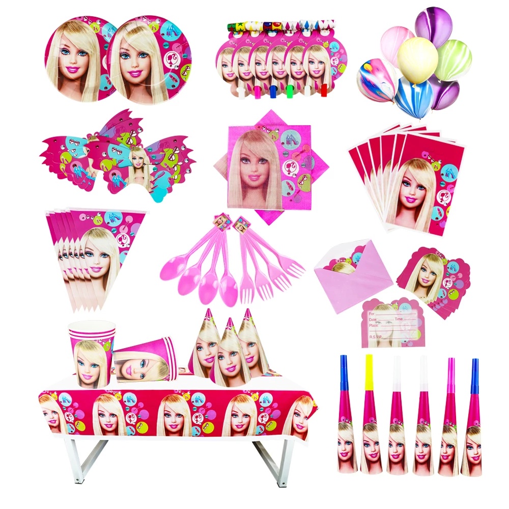 Princess Barbie Tableware Birthday Party Decor Barbie Balloon Birthday Decor Barbie Banner Cake