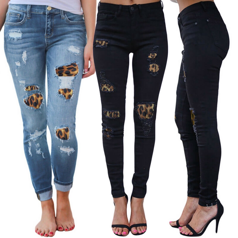 patched ripped jeans womens