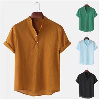 Emw Men's Premium Chinese Collar Casual Polo for Men Plain Cotton Short Sleeve #3