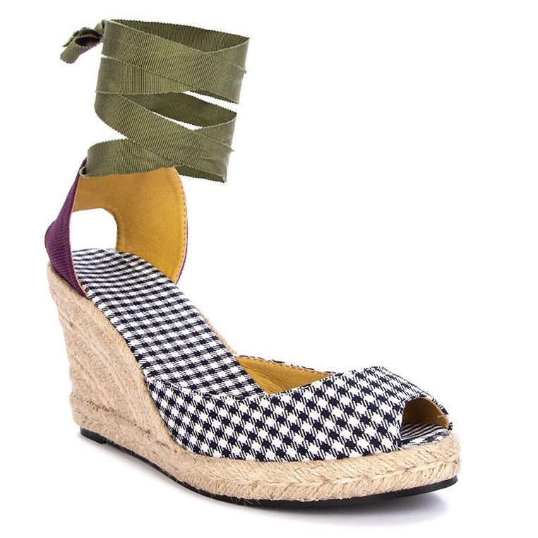 black tie up wedge sandals