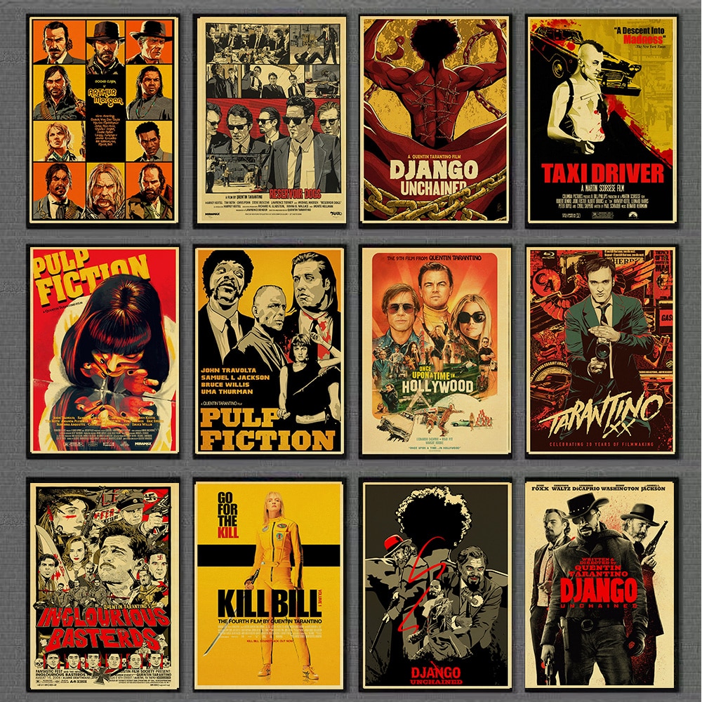 Quentin Tarantino Movie Retro Poster Pulp Fiction Reservoir Dog Inglourious Basterds Posters Kraft Paper Wall Home Room Decor Shopee Philippines