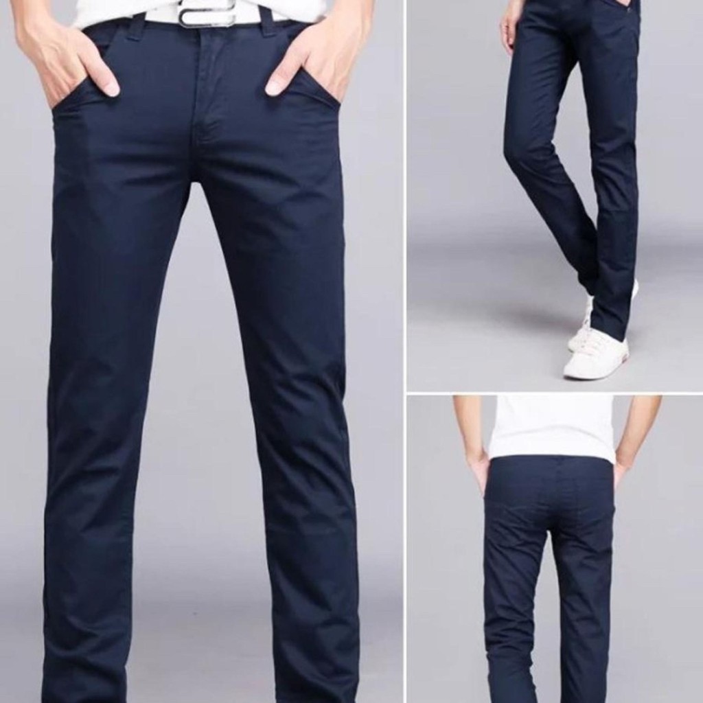 Lalaki Maong Man Comfortable Skinny Plain Pants Uniform 5 color