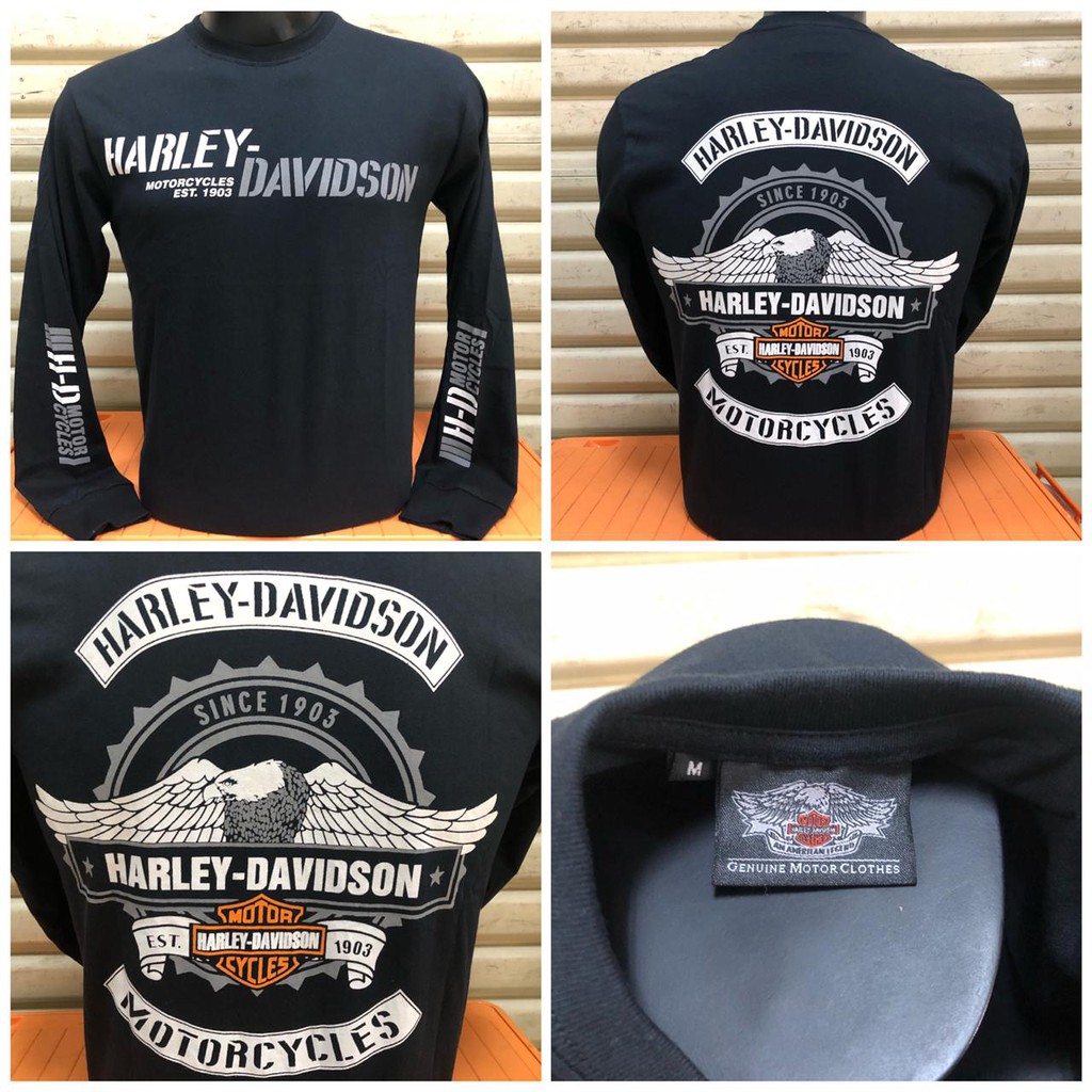 Harley Davidson Long Sleeve Shirt Motorcycle Black Shopee Philippines