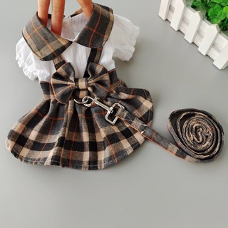 Korean Version jk Skirt Leash Outing Pet Cat Teddy Pomeranian Bichon Dog Clothes Summer Small Thin Style