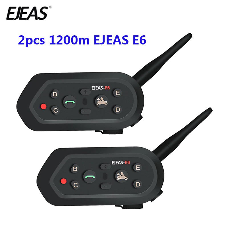 2pc EJEAS E6 1200M Bluetooth Motorcycle Helmet Interphone