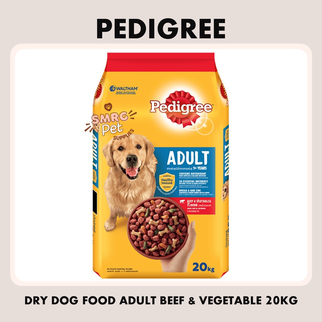Pedigree Dry Dog Food Adult Beef & Vegetable 20kg Shopee Philippines