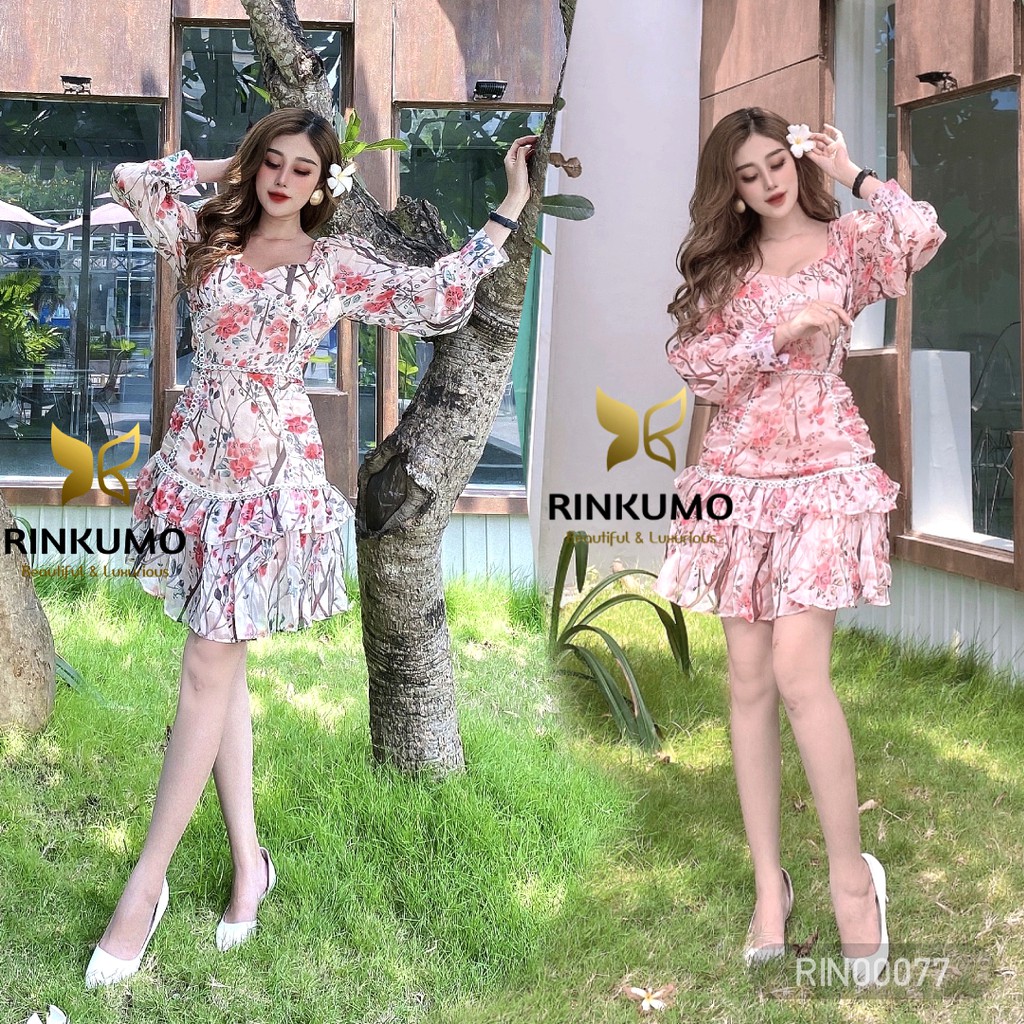 Lace Flower Dress With 2 Floor Premium Imported Korean Chiffon Silk