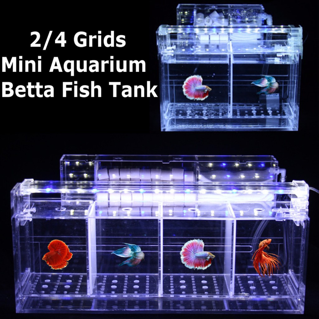 ღgb Led Acrylic Betta Fish Tank Mini Desktop Aquarium Wa Wl