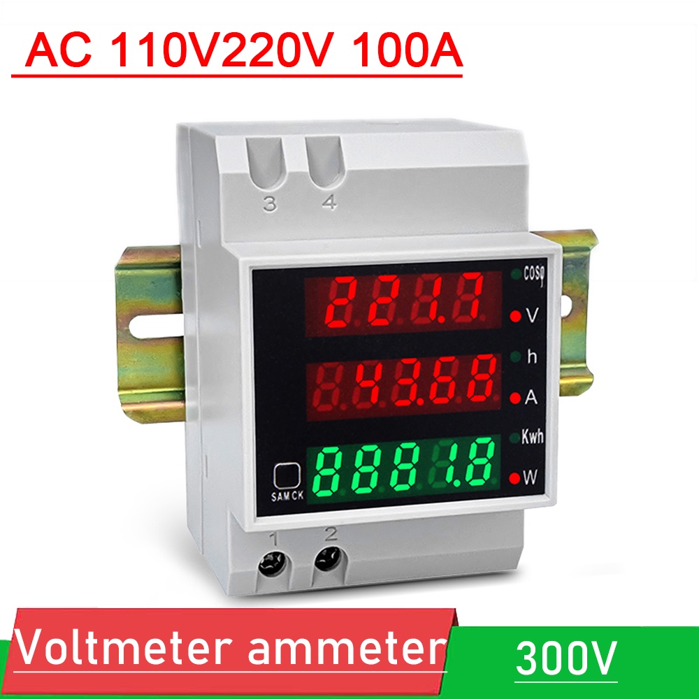 DINrail Multifunction Digital Meter AC 110V 220V 100A KWH watt Active Power Factor electric