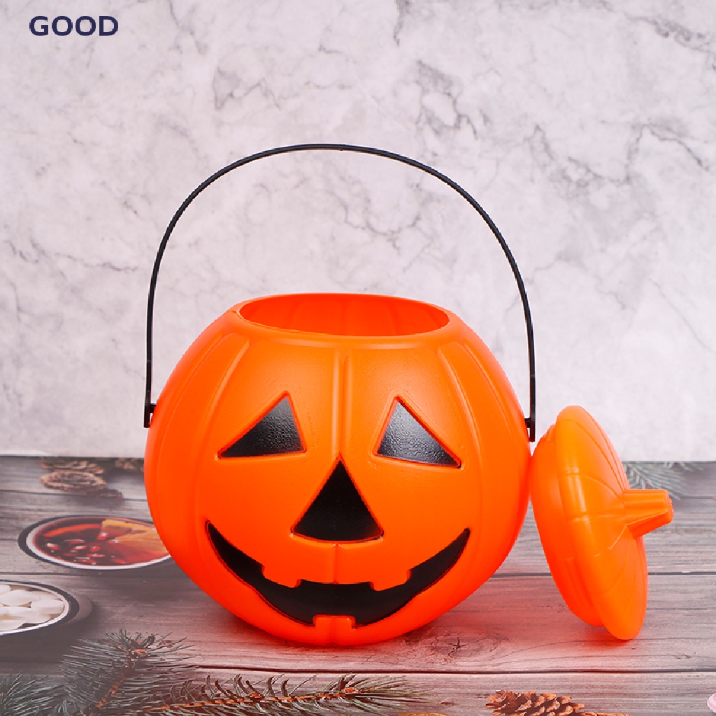 [GOOD] Halloween Party Props Plastic Pumpkin Bucket Decorate Halloween ...