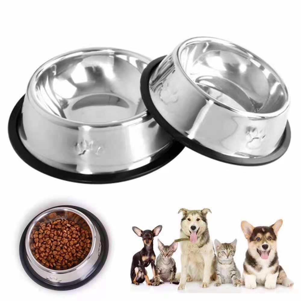 Pet Bowl Stainless Dog Footprints Dog Food Bowl Various Sizes | Shopee ...