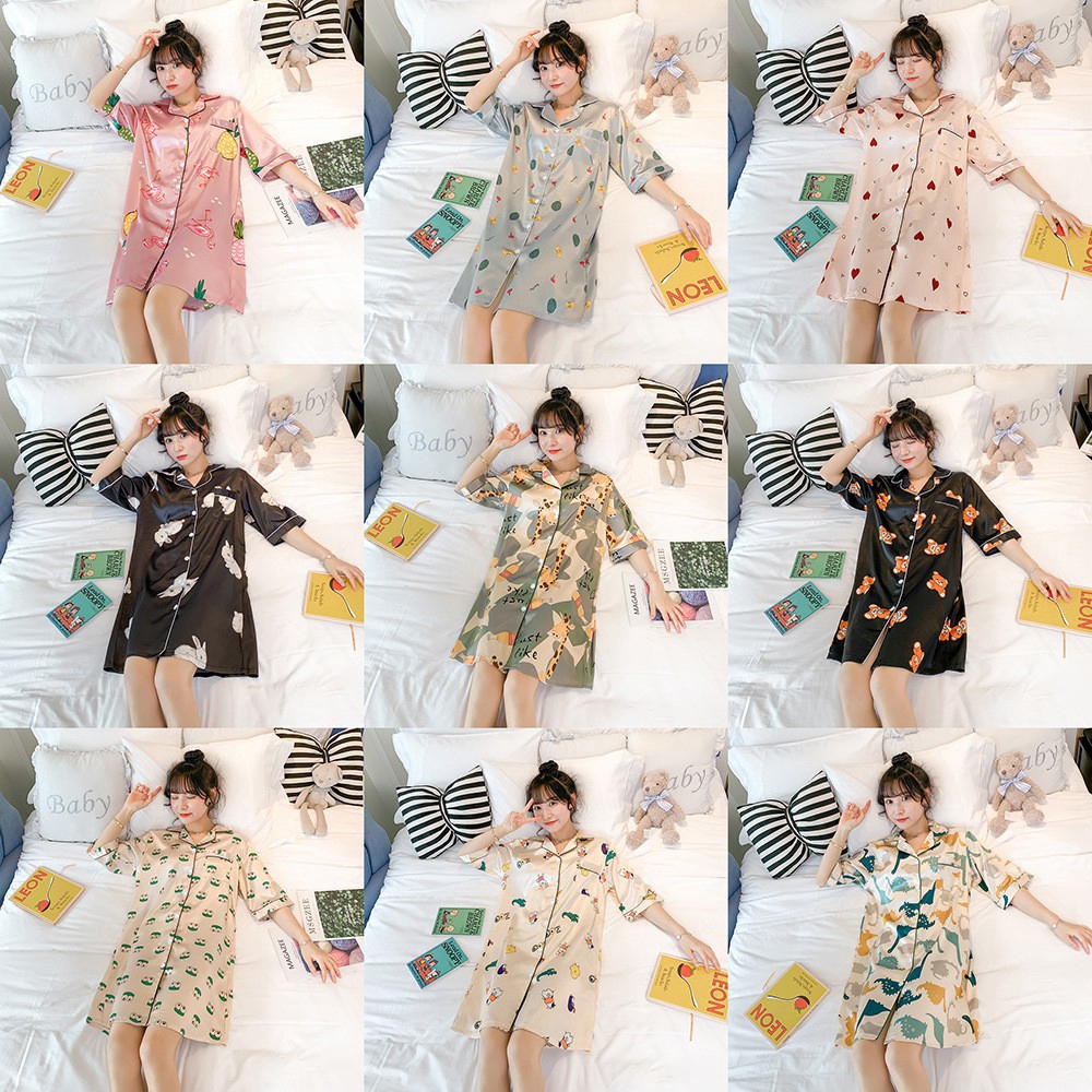 Women Sexy Silk Baju Tidur Sleepwear 