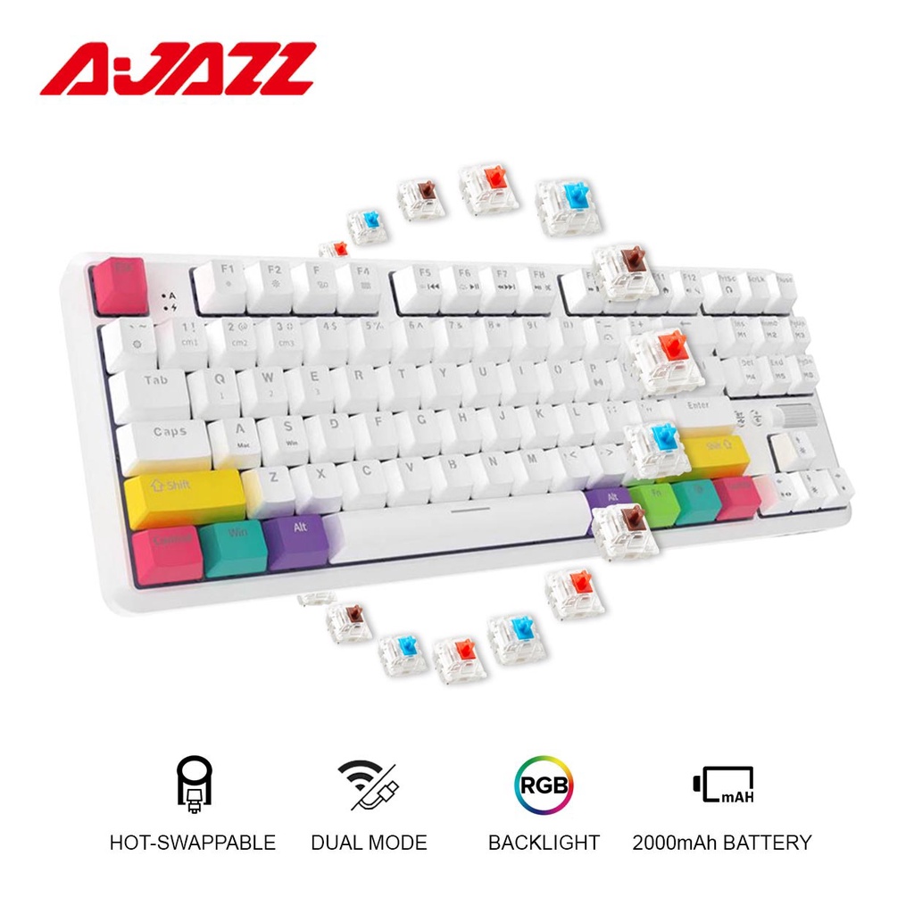 Ajazz K870T Bluetooth Mechanical Keyboard RGB 87Key DualMode Hot