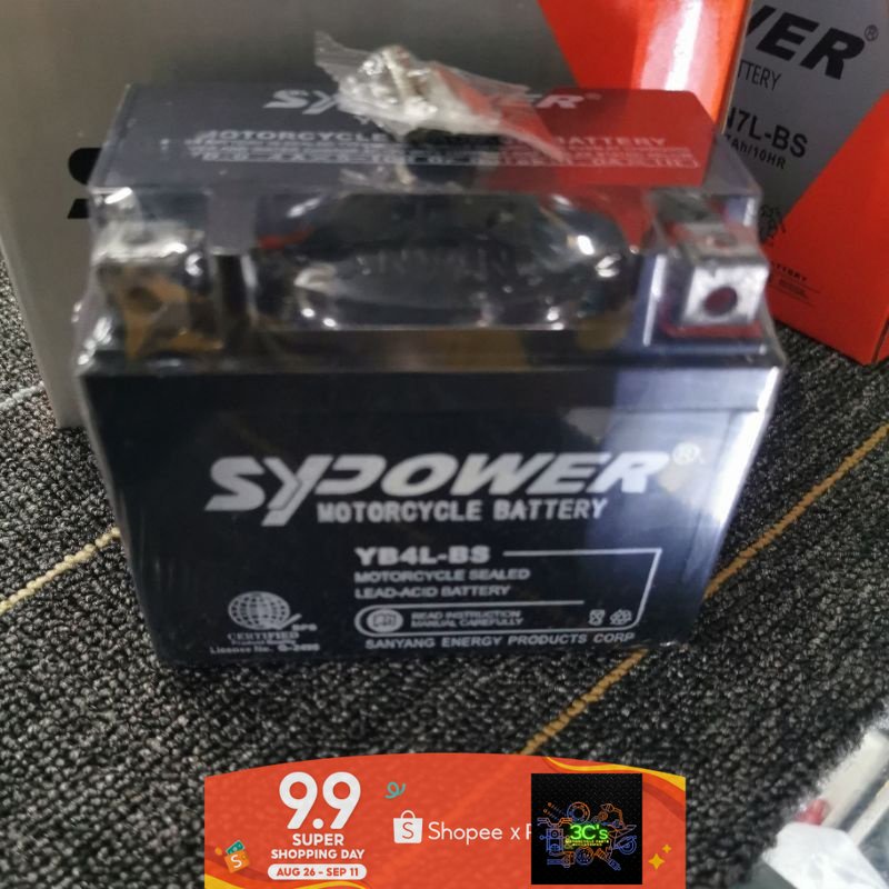 Motorcycle Battery SYPower Lead Acid Battery 4L 5L 7L 9L 7A 9A Shopee