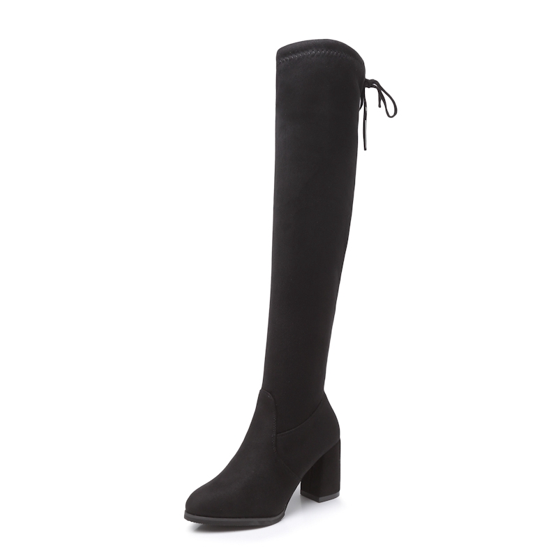 black lace up high boots