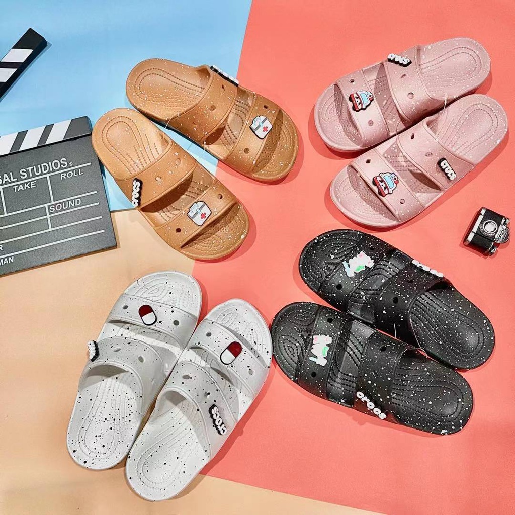 Sunstar Hot New Crocs Classic 2 Strap Slides With Crocs Jibbitz Free