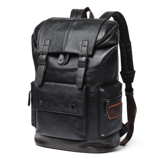 Men Pu Leather Backpack Men's Large Antitheft Travel Backpack Laptop Bag Black Bagpack Boy Big S #1