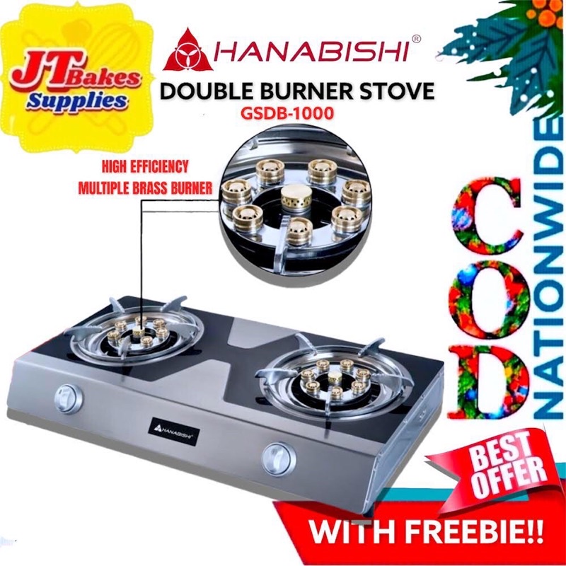 Hanabishi Double Burner Stove GSDB1000 Stainless Top Double Jet system