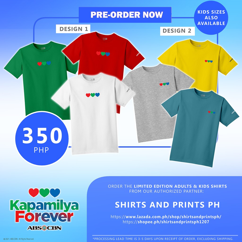 The Official Licensed ABS-CBN Kapamilya Forever Shirt ADULT DESIGN 02 ...