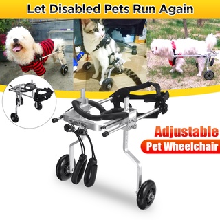 Adjustable Pet Dog Cat Wheelchair Walk For Handicapped Doggie Puppy Cart Stainless Steel
