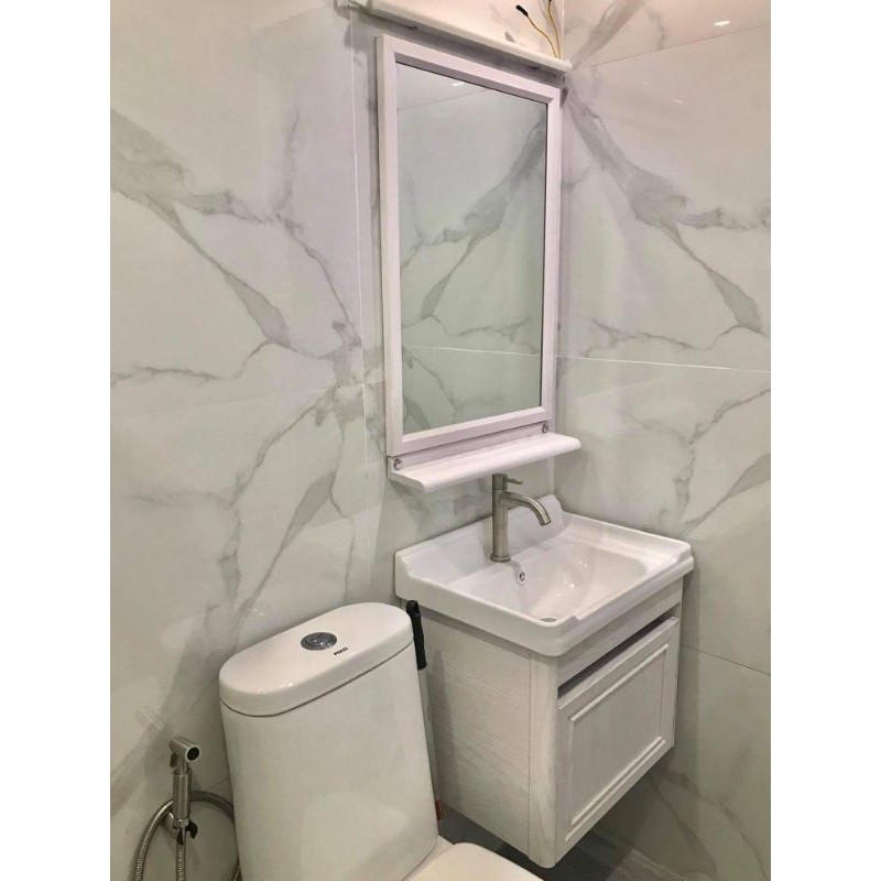 Aluminum Bathroom Vanity Cabinet with Mirror and Ceramic Sink | Shopee