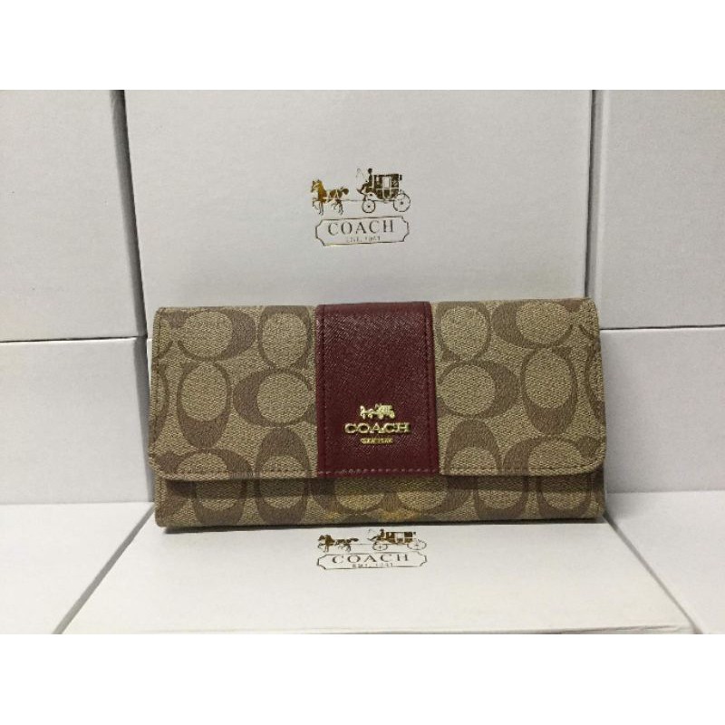 Women Coach Wallet Long With Box Three fold | Shopee Philippines