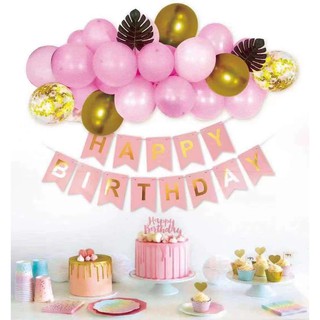 Simple Pink with Gold Party Balloon Garland Decoration Set for Home Birthday Party Sophiapartyneeds