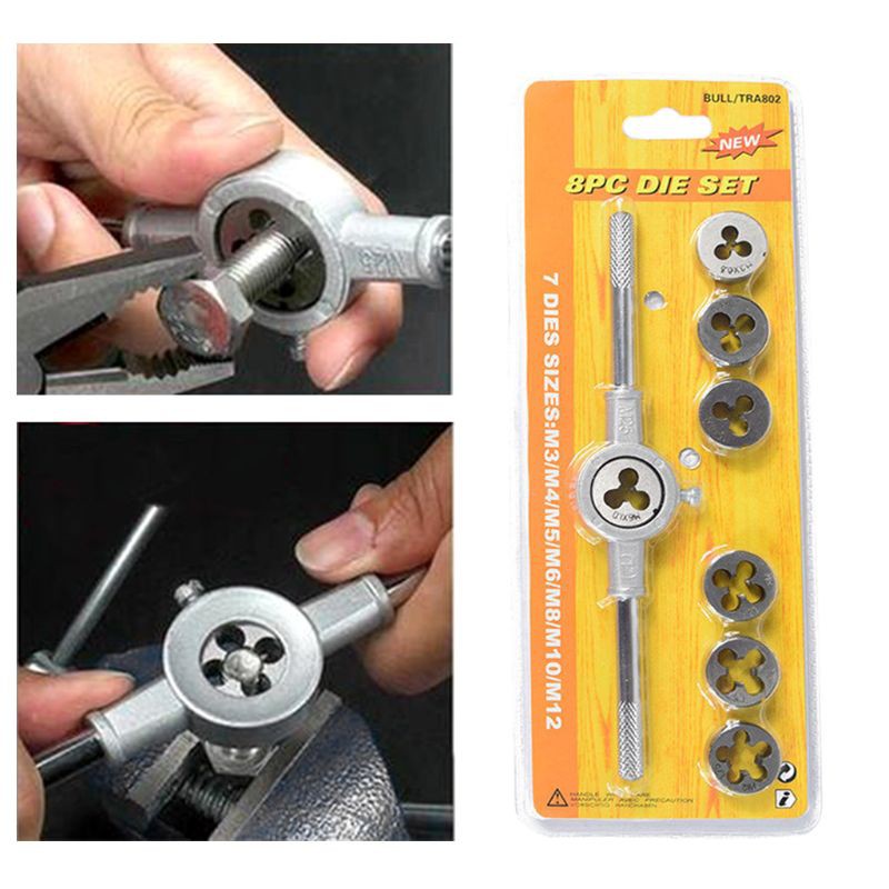 yoodada 8pcs Metric Adjustable Tap Die Wrench Set M3-M12 Screw Thread Taper  Hand Tool | Shopee Philippines