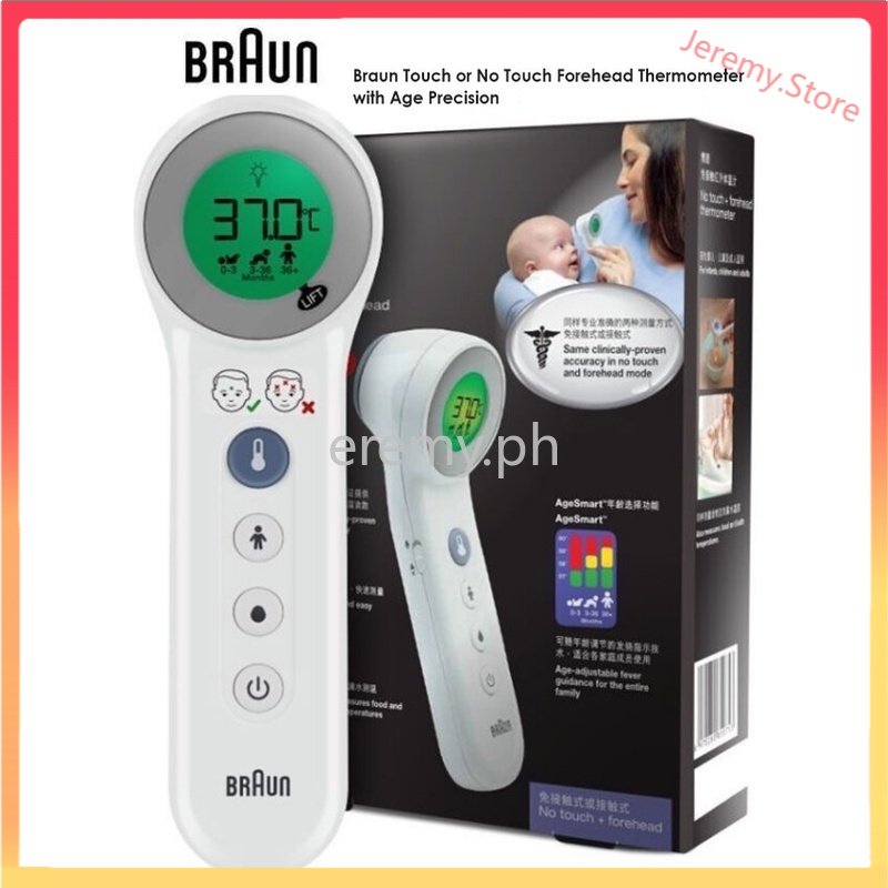 Braun BNT400 Touch + No Touch 3in 1 Forehead Thermometer with Age Precision and Food