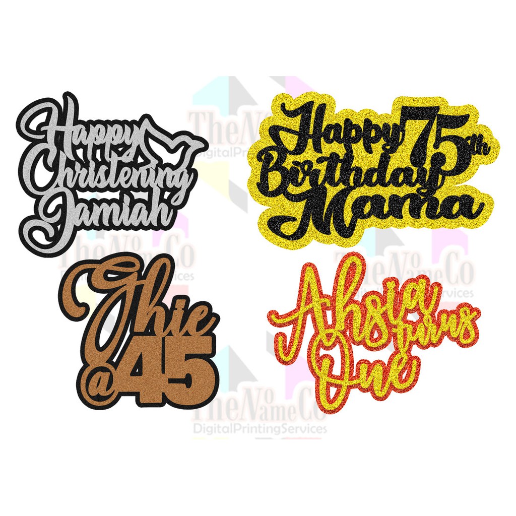 Customized TWO COLOR ADD YOUR NAME Cake Toppers made of 250 GSM
