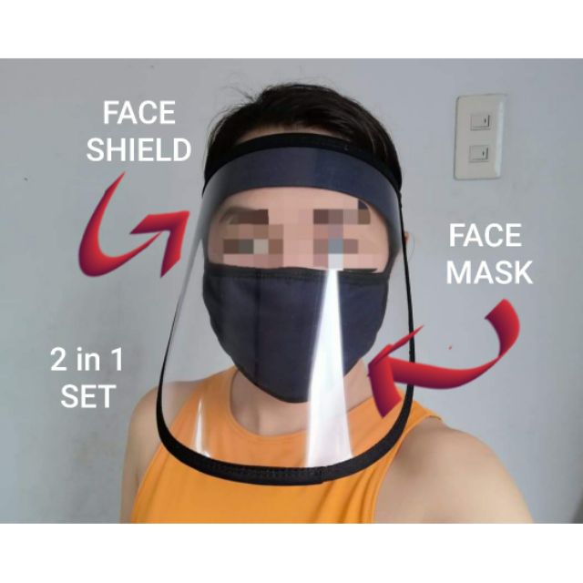 2in1 Set FACE SHIELD WITH FACE MASK (On Hand) | Shopee ...