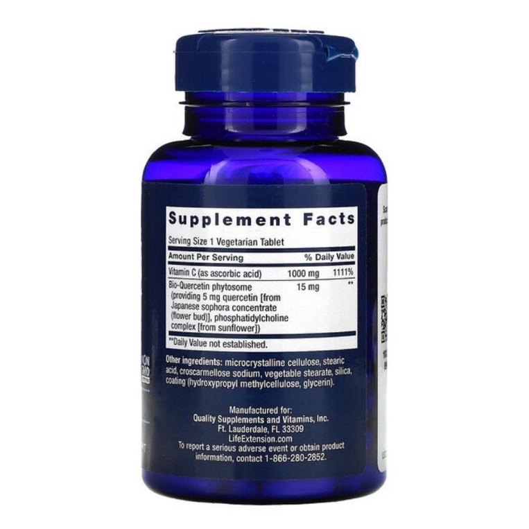 Life Extension, Vitamin C and Bio-Quercetin Phytosome, 60 Vegetarian Tablets